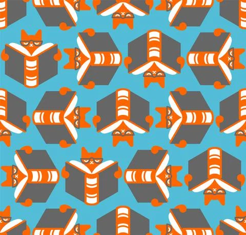 Cat is reading book pattern seamless. Kitten Reader background. Book lovers t Stock Illustration