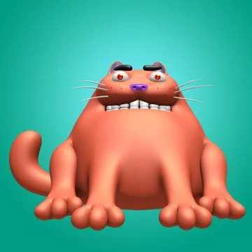 Cat red devil 3D illustration Stock Illustration