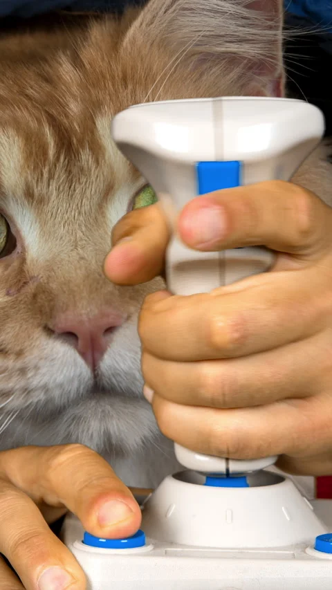 Cat on retro computer arcade game joystick in vertical Stock Footage 264573237