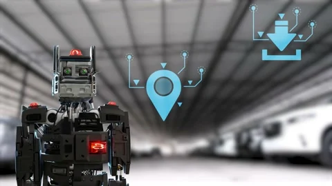 Cat robot for industry 4.0 3d render communication Stock Footage 204961451