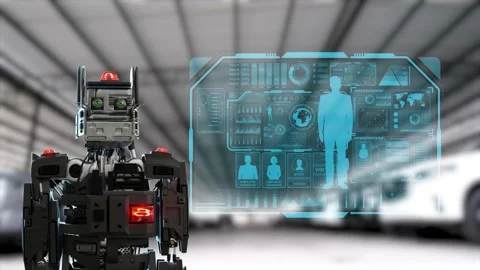 Cat robot for industry 4.0 3d render communication Stock Footage 204961460