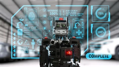 Cat robot for industry 4.0 3d render communication Stock Footage 204961462