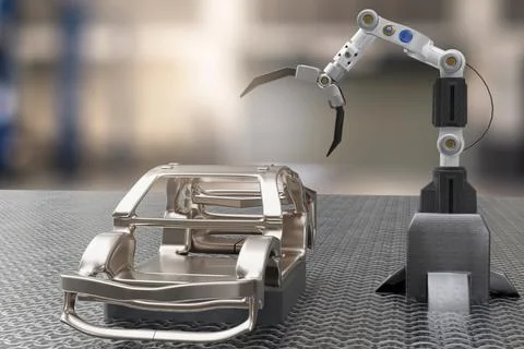Cat robot for industry 4.0 3d render Stock Illustration