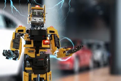 Cat robot for industry 4.0 3d render communication to people cybernetic manuf Stock Photos