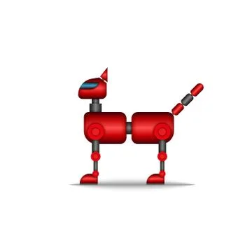 Cat robot modern high tech toy animal pet, clipart realistic character 3d vec Stock Illustration