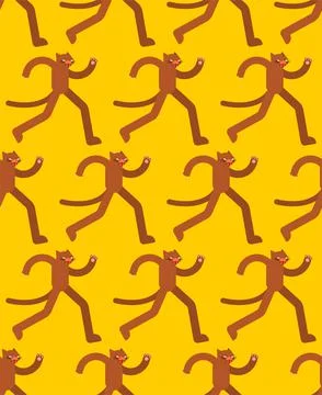 Cat is running pattern seamless. Pet run background. Baby fabric texture イラスト素材