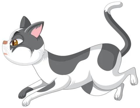A cat running on white background イラスト素材
