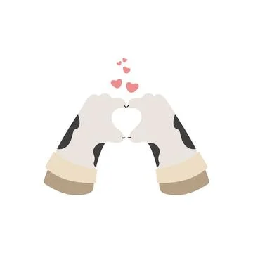 The cat s paws are folded into a heart, the finger gesture is a heart. Vector Illustrazione stock