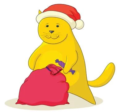Cat santa claus Stock Illustration