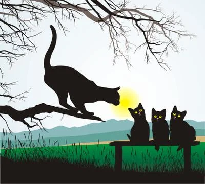 Cat school jumping Stock Illustration