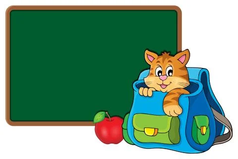 Cat in schoolbag theme image - eps10 vector illustration. Stock Illustration