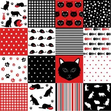 Cat Scrapbooking Paper Set Stock Illustration