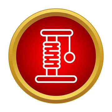Cat scratcher post toy red circle icon Stock Illustration