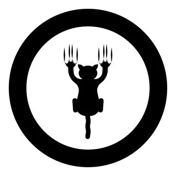 Cat scratching with claw marks harm icon in circle round black color vector.. Stock Illustration