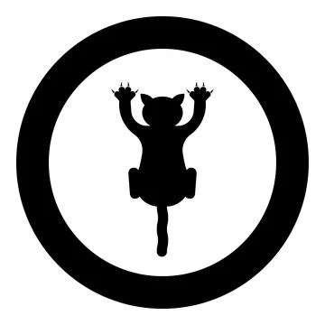 Cat scratching harm icon in circle round black color vector illustration im.. Stock Illustration