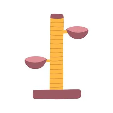 Cat scratching post with beds in cartoon flat style. Cat tree with a toy ball Stock Illustration