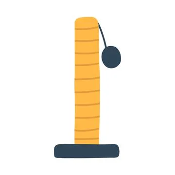Cat scratching post in cartoon flat style. Cat tree with with a toy ball Stock Illustration