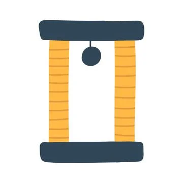 Cat scratching post in cartoon flat style. Cat tree with a toy ball, furniture Stock Illustration