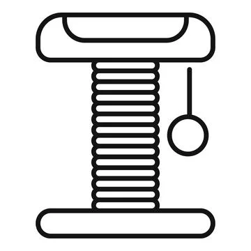 Cat scratching post with hanging ball line art icon Stock Illustration