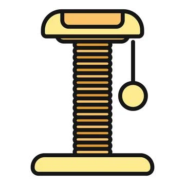 Cat scratching post with hanging toy icon Stock Illustration