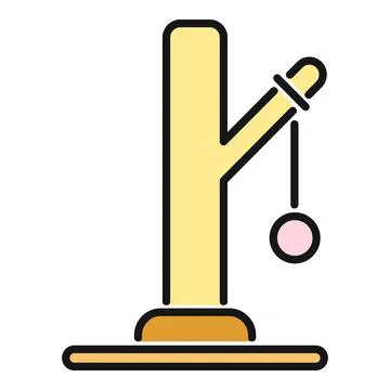 Cat scratching post with hanging toy ball Stock Illustration