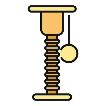 Cat scratching post with hanging toy icon Stock Illustration