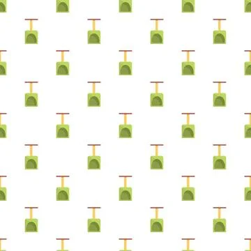 Cat scratching post house green seamless pattern Stock Illustration