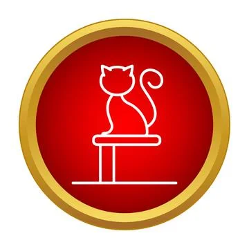 Cat on scratching post icon for animal care service Stockillustratie