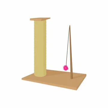 Cat scratching post icon, cartoon style Stock Illustration