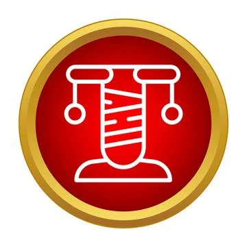 Cat scratching post icon with dangling toys Stock Illustration
