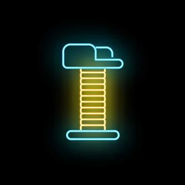 Cat scratching post neon light displaying pet care Stockillustratie