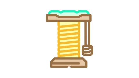 Cat scratching post pet home color icon animation Stock Footage 327258782