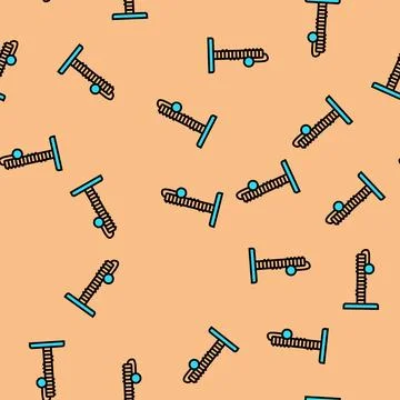 Cat scratching post pet home vector seamless pattern Illustrazione stock