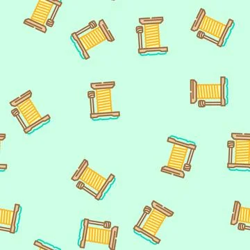 Cat scratching post pet home vector seamless pattern Stock Illustration