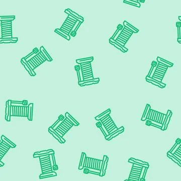 Cat scratching post pet home line vector seamless pattern Stock Illustration