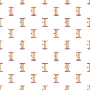Cat scratching post seamless pet care pattern Stock Illustration