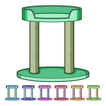 Cat scratching post with sleeping bed vector graphic Stock Illustration