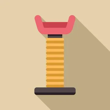 Cat scratching post standing on beige background with long shadow Stock Illustration