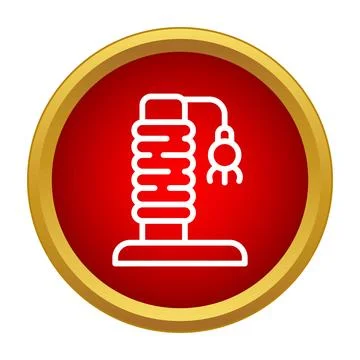 Cat scratching post toy red round icon Stockillustratie