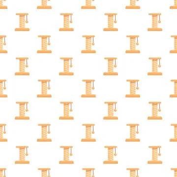 Cat scratching post toys seamless pattern background Stock Illustration