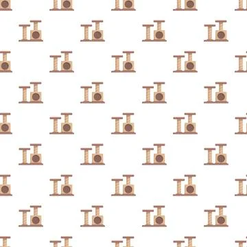 Cat scratching tree tower pattern on white background Stock Illustration