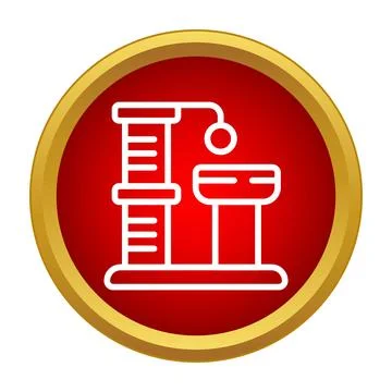 Cat scratching tree tower for pet play icon Stock Illustration