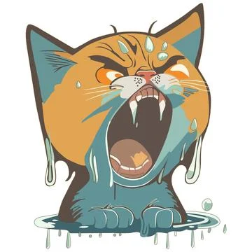 The cat is screaming Stock Illustration