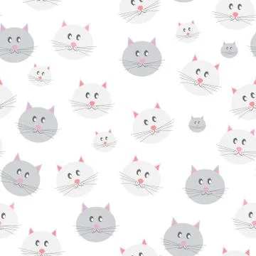 Cat Seamless Pattern Background Stock Illustration