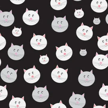 Cat Seamless Pattern Background Vector Illustration Stock Illustration