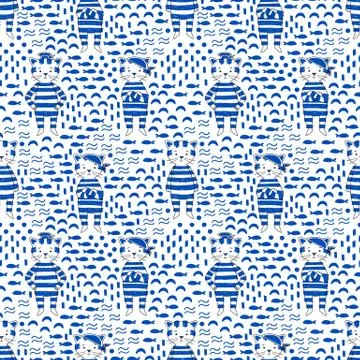 Cat seamless pattern Stock Illustration