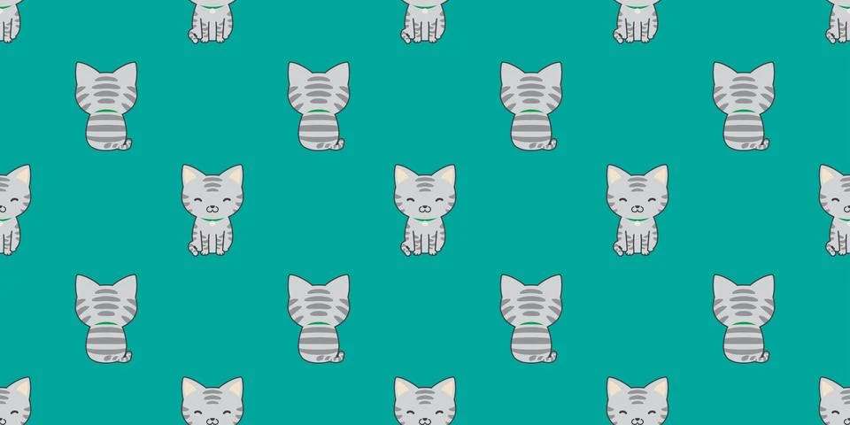 Cat seamless pattern isolated calico kitten vector wallpaper background Illustrazione stock