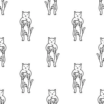 Cat Seamless pattern kitten club vector Animals repeat wallpaper tile background 库存插图