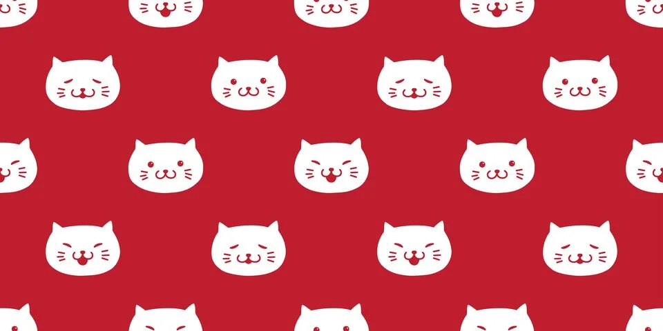 Cat seamless pattern kitten head vector icon wallpaper background Illustrazione stock