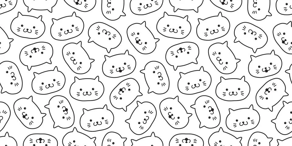 Cat seamless pattern kitten head vector icon isolated background Stock Illustration